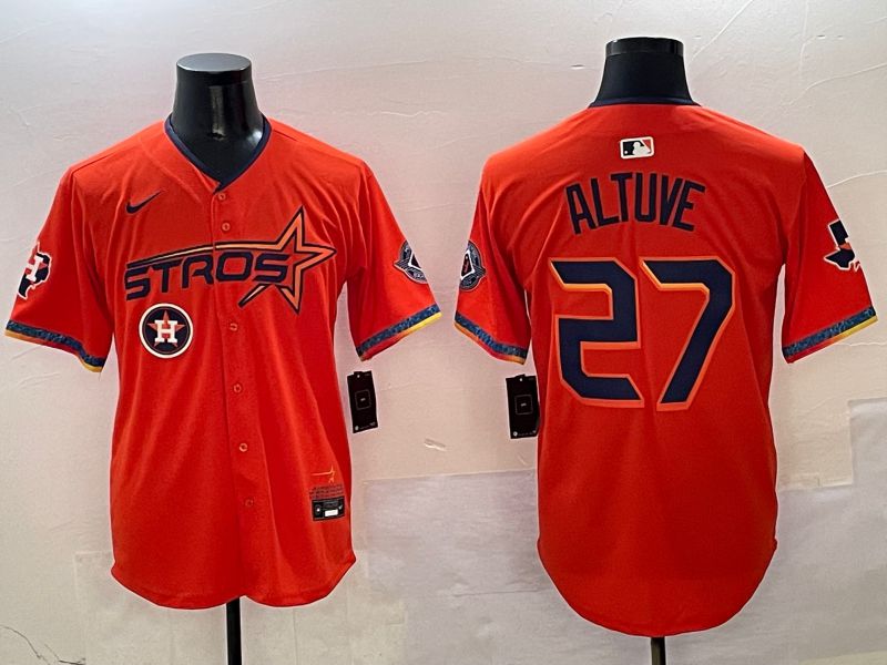 Men Houston Astros #27 Altuve Orange Five generation Joint Name Nike 2025 MLB Jersey style 5